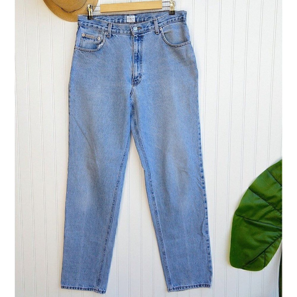 Calvin Klein Vintage 90's Mom Jeans Size 33 Light Wash High Rise Tapered Leg